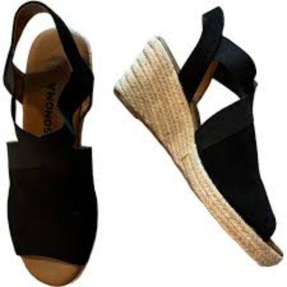 Sonoma Shoes - Sonoma Chorale Vitalize By Ortholite Black Espadrille Wedge Sandal 6.5 New/Box